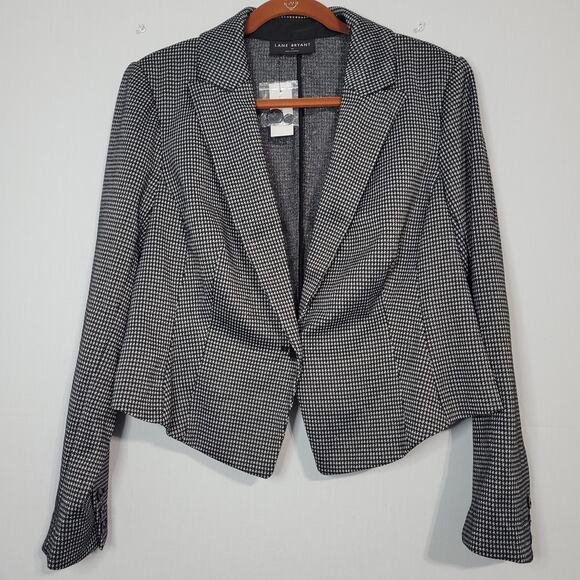 Lane Bryant one button blazer size 14 black gray silver shimmer career wear, New - Picture 1 of 8